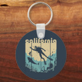 Retro California Diving Cool Scuba Diver Sleutelhanger (Voorkant)