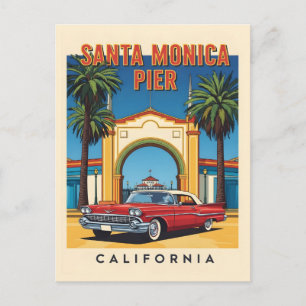 Retro California Dream Santa Monica Pier Briefkaart