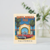 Retro California Dream Santa Monica Pier Briefkaart (Staand voorkant)