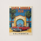 Retro California Dream Santa Monica Pier Legpuzzel (Verticaal)