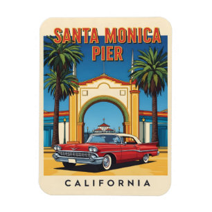Retro California Dream Santa Monica Pier Magneet