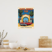 Retro California Dream Santa Monica Pier Poster (Keuken)