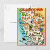 Retro California Map Postcard Briefkaart (Voorkant / Achterkant)