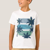 Retro California Palm Tree – Beach Sunset esthetie T-shirt (Voorkant)