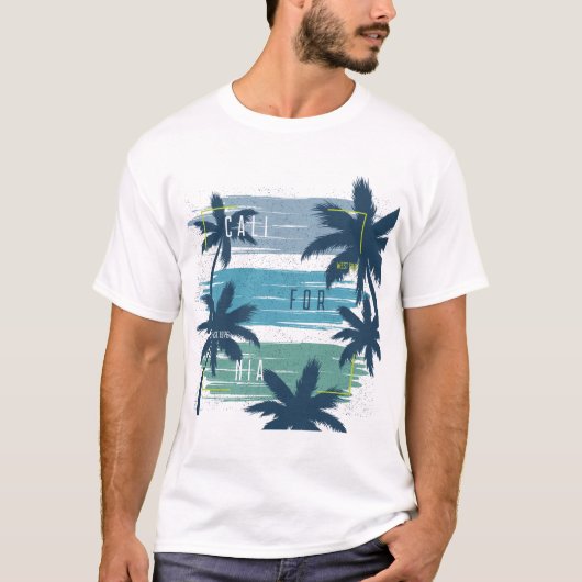 Retro California Palm Tree – Beach Sunset esthetie T-shirt (Voorkant)
