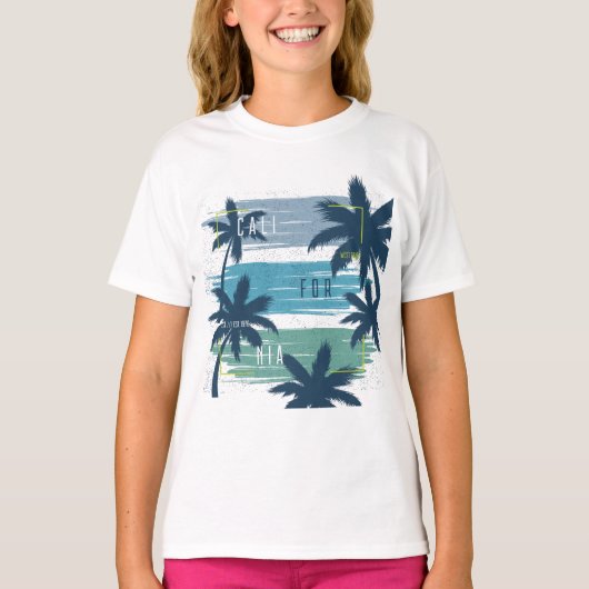 Retro California Palm Tree – Beach Sunset esthetie T-shirt (Voorkant)