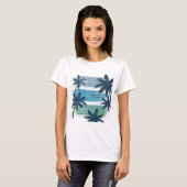 Retro California Palm Tree – Beach Sunset esthetie T-shirt (Voorkant volledig)