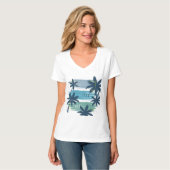 Retro California Palm Tree – Beach Sunset esthetie T-shirt (Voorkant volledig)