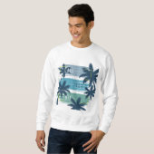 Retro California Palm Tree – Beach Sunset esthetie Trui (Voorkant volledig)