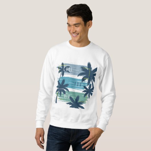 Retro California Palm Tree – Beach Sunset esthetie Trui (Voorkant volledig)