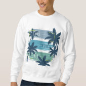 Retro California Palm Tree – Beach Sunset esthetie Trui (Voorkant)