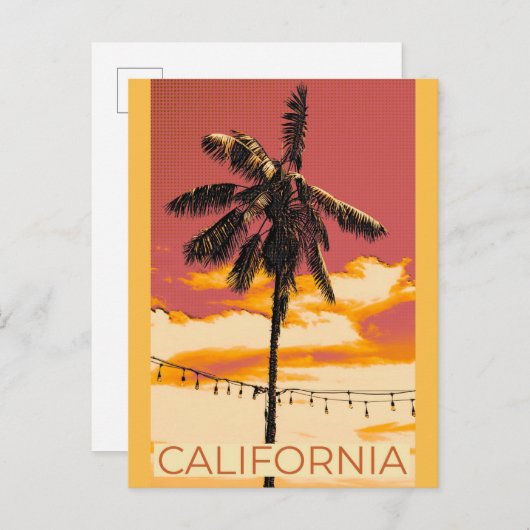 Retro California  Palm Tree Briefkaart (Voorkant / Achterkant)