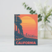 Retro California Palm Trees Sunset Briefkaart (Staand voorkant)