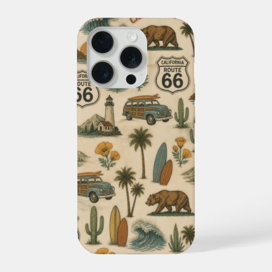Retro California Route 66 Kustontsnapping iPhone Hoesje (Achterkant)