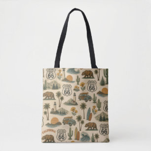 Retro California Route 66 Strand Reistas Tote Bag