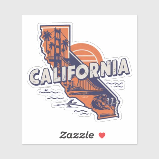 Retro California State Sticker (Vel)