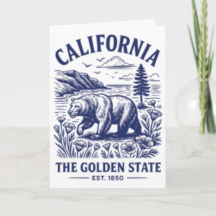 Retro California State T-shirt Est 1850 Golden Coa Kaart