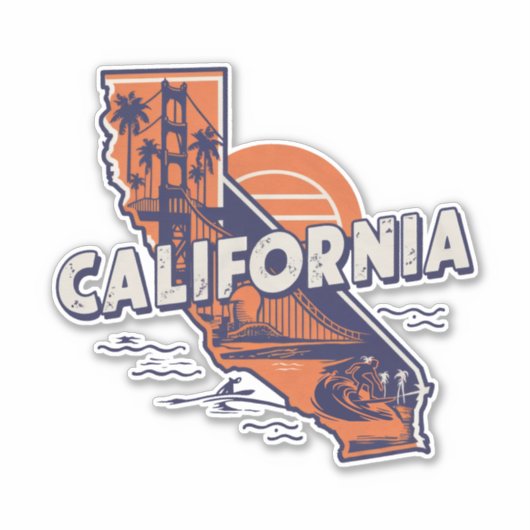 Retro California Sticker (Voorkant)