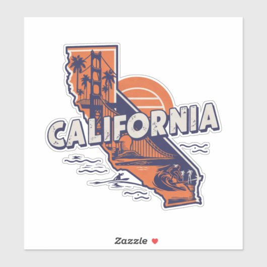 Retro California Sticker (Vel)