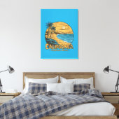 Retro California Sunset Beach Scene Canvas Afdruk (Insitu (Slaapkamer))