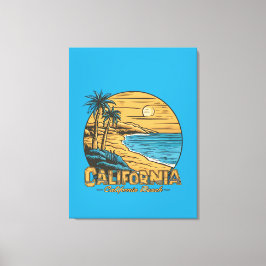 Retro California Sunset Beach Scene Canvas Afdruk