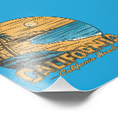 Retro California Sunset Beach Scene Foto Afdruk (Hoek)