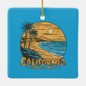 Retro California Sunset Beach Scene Keramisch Ornament (Achterkant)