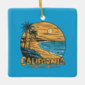 Retro California Sunset Beach Scene Keramisch Ornament (Voorkant)