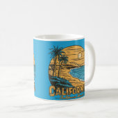 Retro California Sunset Beach Scene Koffiemok (Voorkant rechts)