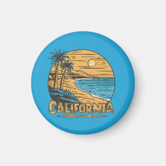 Retro California Sunset Beach Scene Magneet (Voorkant)
