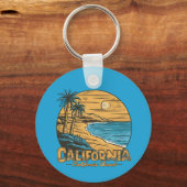 Retro California Sunset Beach Scene Sleutelhanger (Voorkant)
