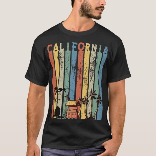 Retro California Surf  Beach Cali San Diego T-shirt (Voorkant)