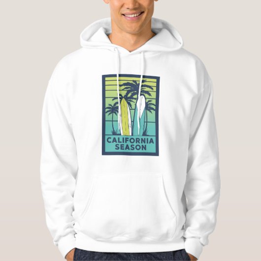 Retro California Surfboards Kunst – Zomerkust Hoodie (Voorkant)