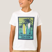 Retro California Surfboards Kunst – Zomerkust T-shirt (Voorkant)