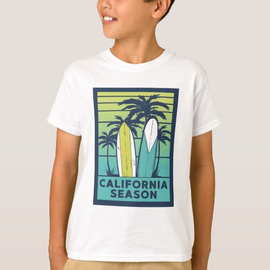 Retro California Surfboards Kunst – Zomerkust T-shirt (Voorkant)