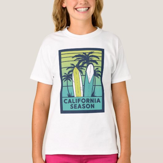 Retro California Surfboards Kunst – Zomerkust T-shirt (Voorkant)