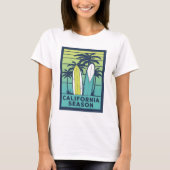Retro California Surfboards Kunst – Zomerkust T-shirt (Voorkant)
