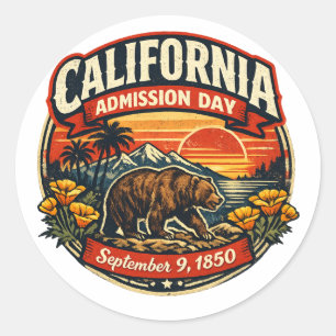 Retro California Toelatingsdag Vintage Beer & Klap Ronde Sticker