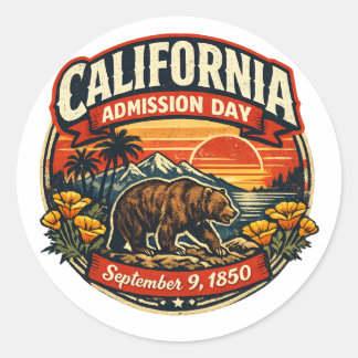 Retro California Toelatingsdag Vintage Beer & Klap Ronde Sticker