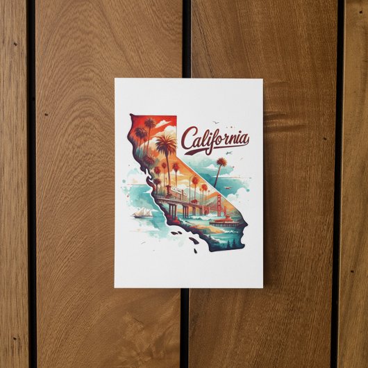 Retro California USA Kaart Reissouvenir
