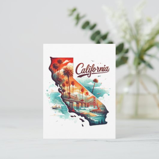 Retro California USA Kaart Reissouvenir (Staand voorkant)