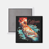 Retro California USA Kaart Reissouvenir Magneet (Voorkant / Achterkant)