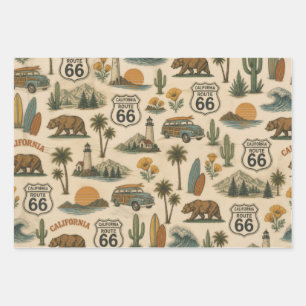 Retro Californië Route 66 Kustcadeauverpakking Inpakpapier Vel