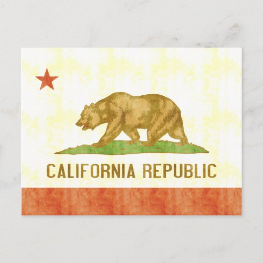 Retro  Californische vlag Briefkaart (Voorkant)