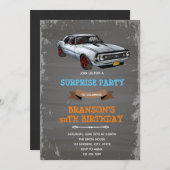 Retro camaro auto verjaardagsuitnodiging kaart (Voorkant / Achterkant)