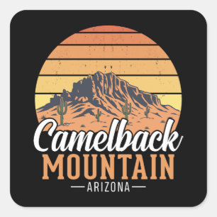 Retro Camelback Mountain Arizona Woestijn Reis Vierkante Sticker