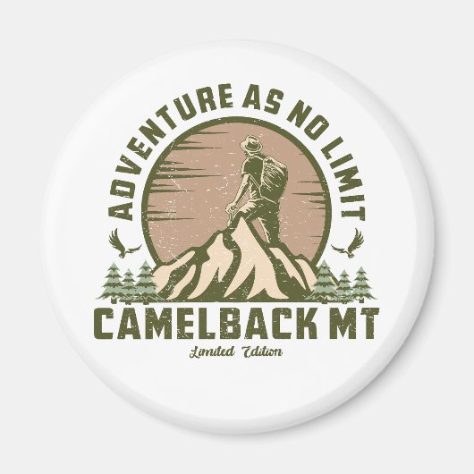 Retro Camelback Mountain Hike Sunset T-shirt Magneet (Voorkant)