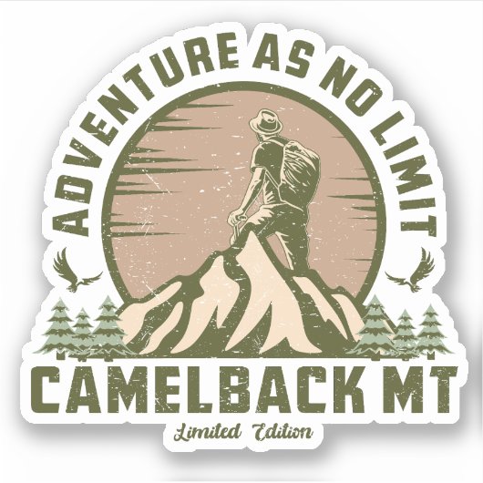Retro Camelback Mountain Hike Sunset T-shirt Sticker (Voorkant)