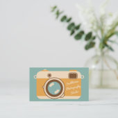 Retro Camera Fotografie Visitekaartje Aqua Gold (Staand voorkant)