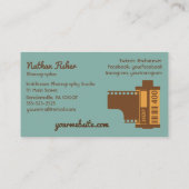 Retro Camera Fotografie Visitekaartje Aqua Gold (Achterkant)